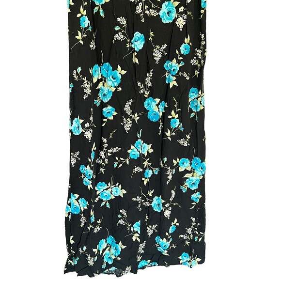 Vintage Floral Patterned Black Grunge Punk Long Sleeveless Maxi Dress Size 10 - Picture 2 of 8